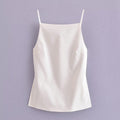 Women Vest Solid Color Pleated Backless Underwaist