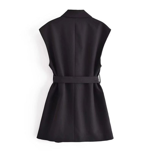 Women Vest Pure Color Tied Slim Fit Vest