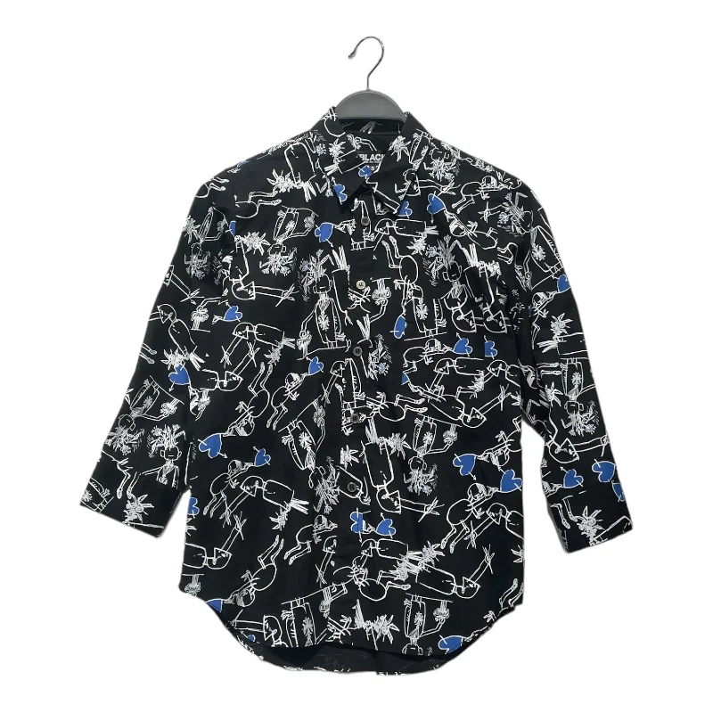 BLACK COMME des GARCONS/LS Shirt/S/Cotton/BLK/All Over Print/ Laid