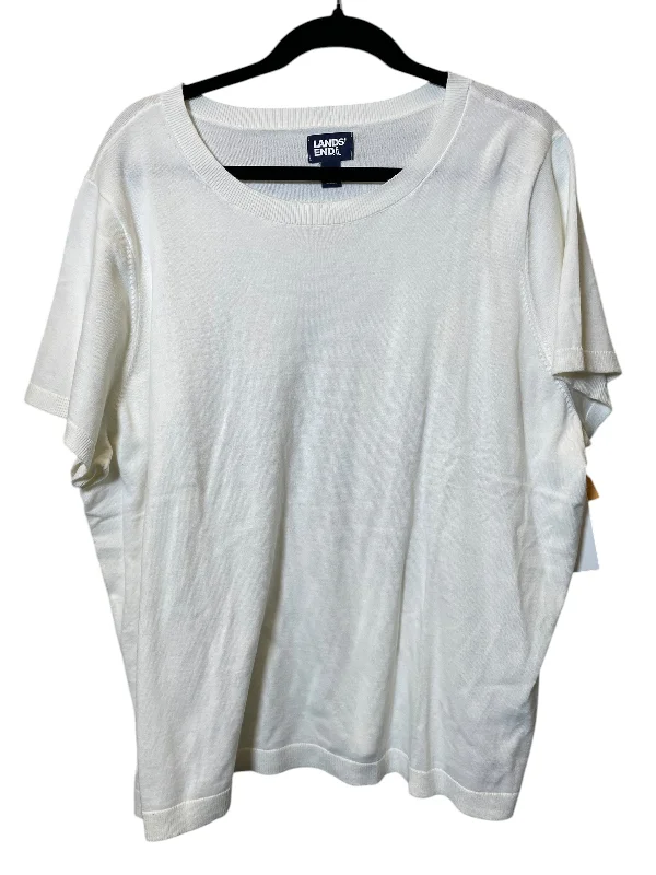 Top Short Sleeve By Lands End In White, Size: 3x Polished Men's Silk