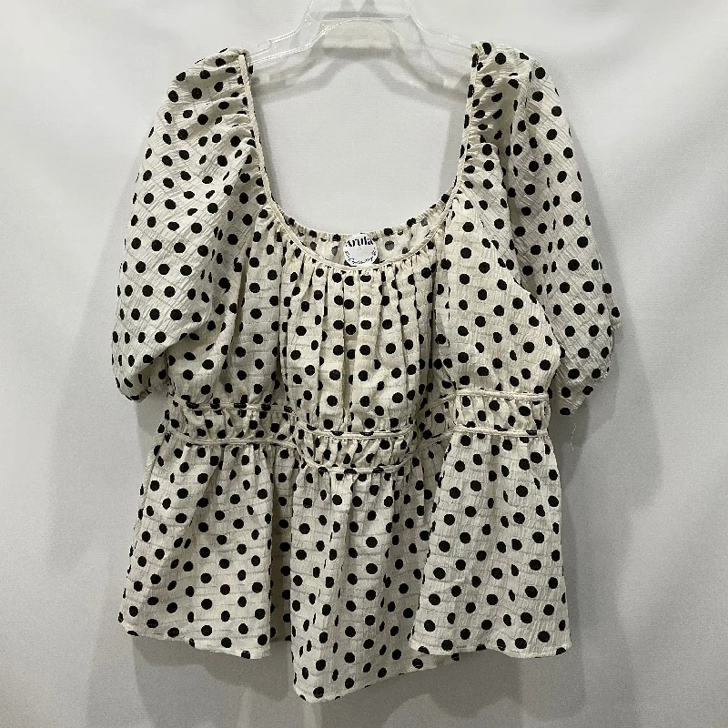 Polkadot Pattern Top Short Sleeve Arula, Size 3x Monochromatic All