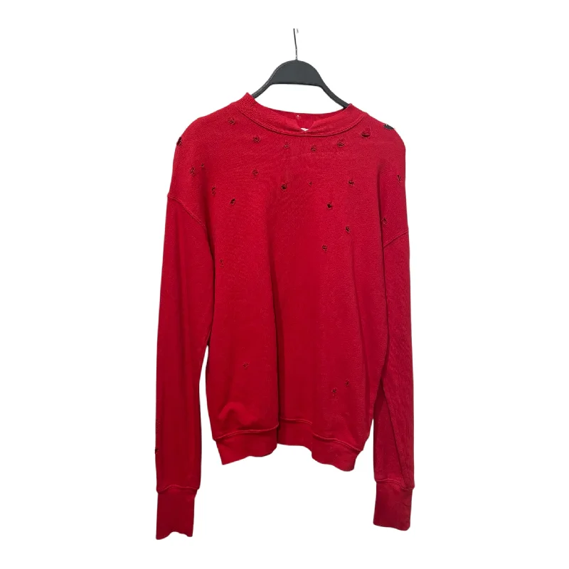 Helmut Lang/Sweatshirt/S/Cotton/RED/HOLES DETAILS Sharp Men's Italian