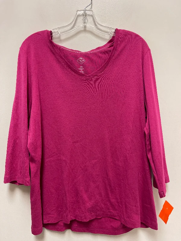 Top Long Sleeve By St Johns Bay In Pink, Size: 2x Gym