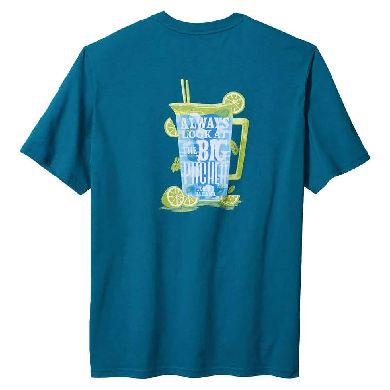 Tommy Bahama Big & Tall Always Look At The Big Pitcher T-Shirt - Blue Allure Trendy Men's Bucket