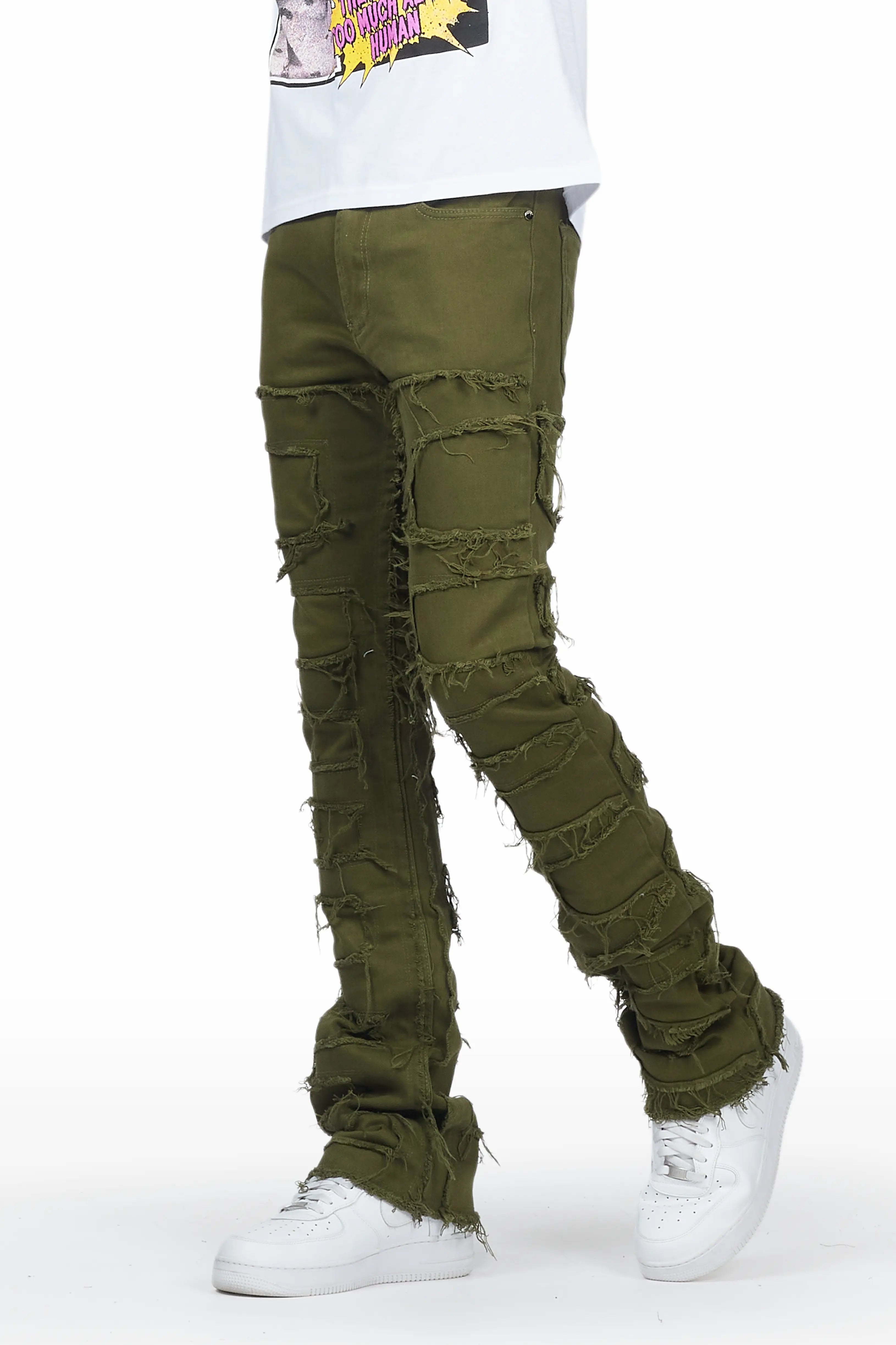 Shake Green Stacked Flare Jean Traditional Men's Wool