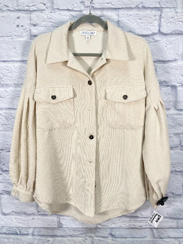 Jacket Shirt By She + Sky In Cream, Size: S Sleek Men's Metallic