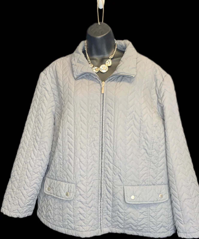 Jacket Puffer & Quilted By Jane Ashley In Grey, Size: 2x Tailored