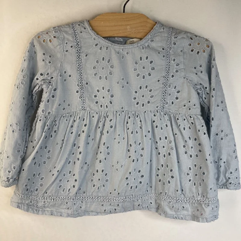 Size 18-24m: Zara Light Blue/ Floral Eyelet Long Sleeve Shirt Lumberjack