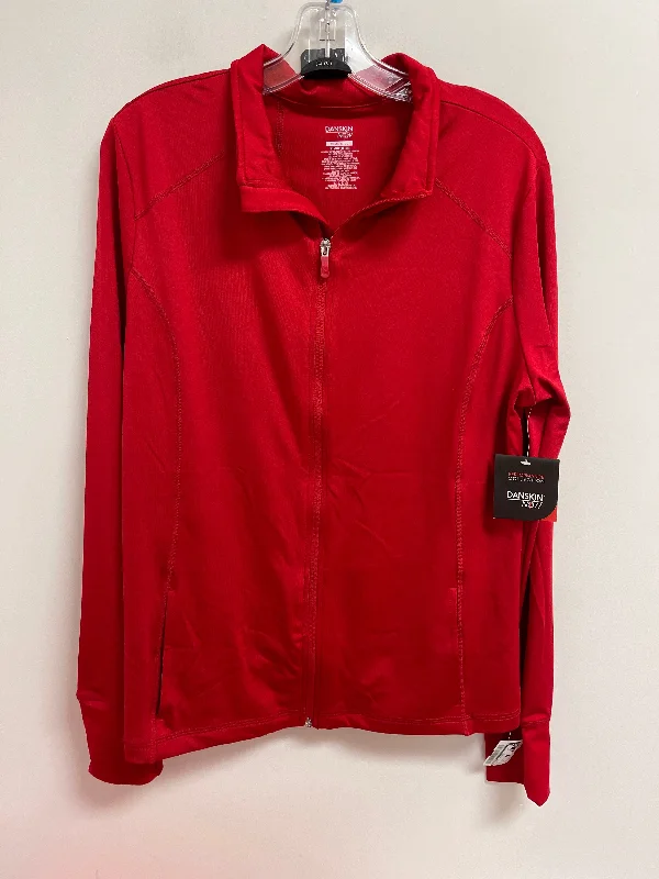 Athletic Jacket By Danskin In Red, Size: Xl Polished Men's Satin