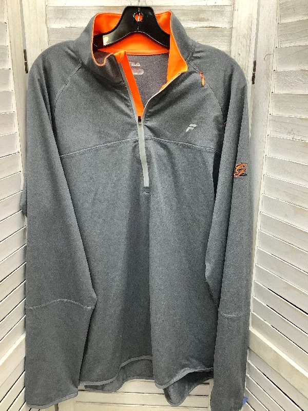 Athletic Jacket By Fila In Grey & Orange, Size: Xxl Business