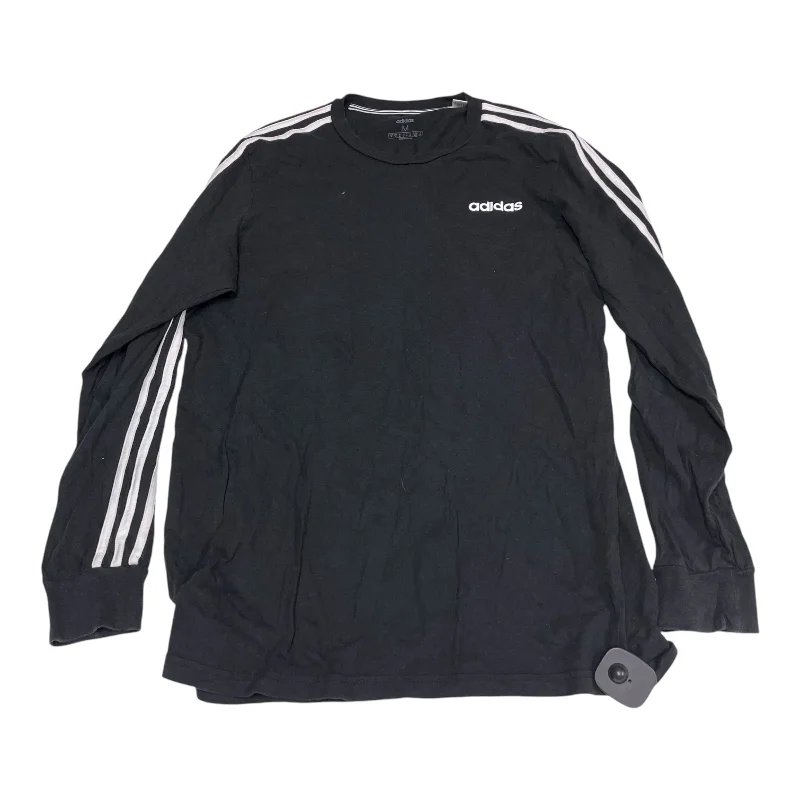 Athletic Top Long Sleeve Crewneck By Adidas In Black & White, Size: M Cool Men's Skate