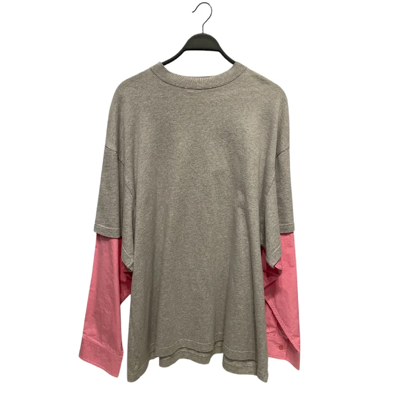 BALENCIAGA/LS T-Shirt/M/Cotton/GRY/Layered Pink Sleeves Beach