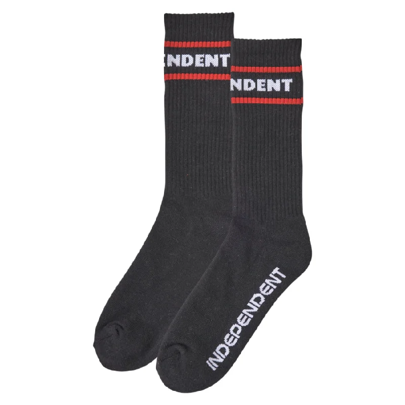 Independent Streak Men's Crew Socks - Black Masculine Men's Thick