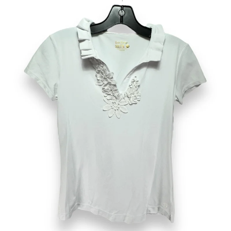 UPF 50+ Luxletic Frida Polo Top Designer By Lilly Pulitzer In White, Size: XS Sporty Men's Tennis