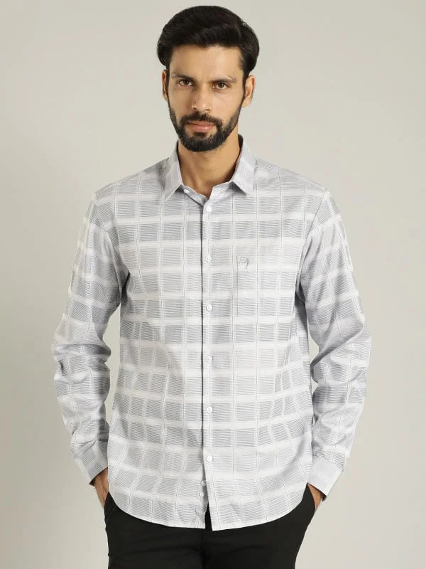 Men Checked Full Sleeve Cotton Shirt Hip Men's Retro