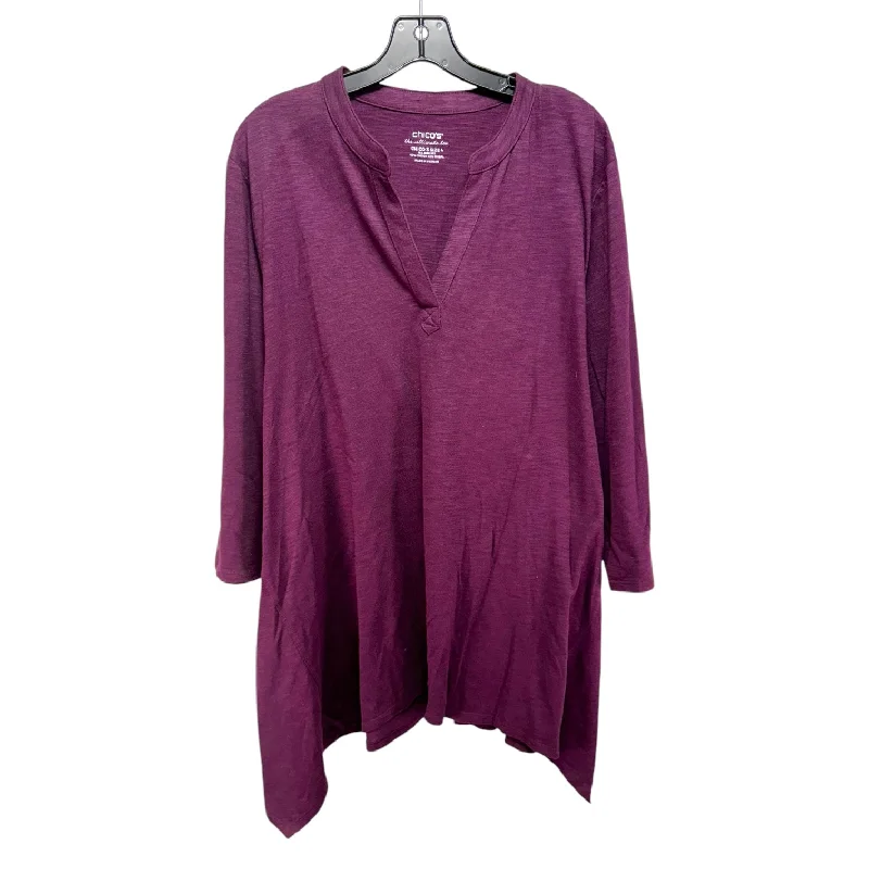 Top 3/4 Sleeve By Chicos In Purple, Size: Xxl Cozy Men's Winter