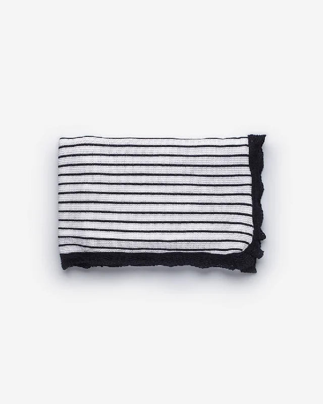 White and Navy Stripe Knit BlanKet Cozy Men's Winter