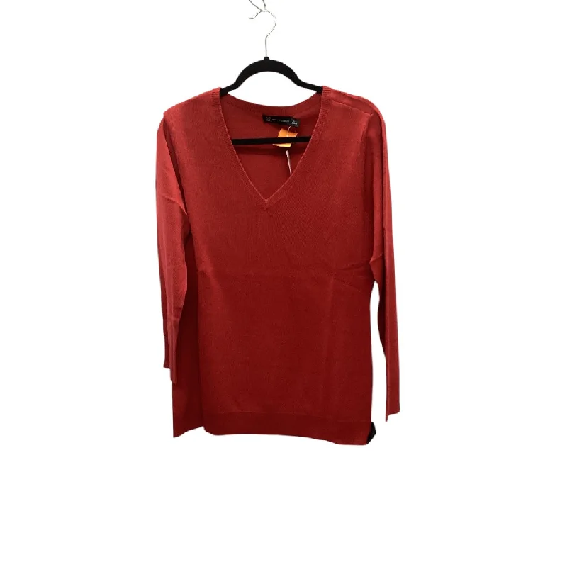 Top Long Sleeve Basic By New York And Co In Red, Size: L Tailored