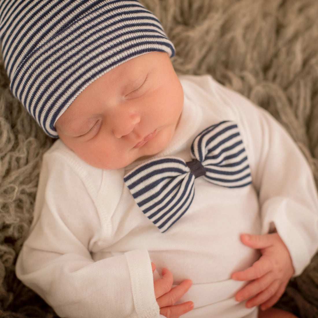 Ily Bean Navy Bow Tie Onesie Masculine Men's Thick