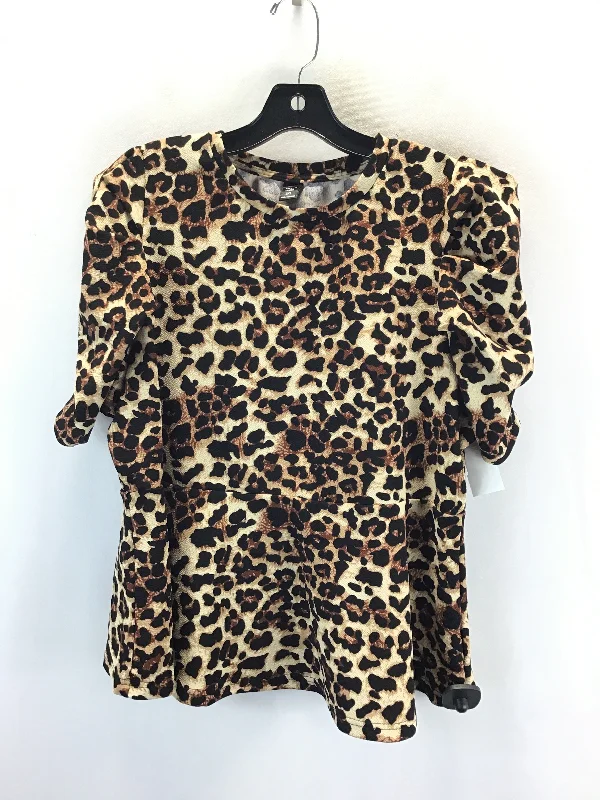 Top Short Sleeve By Shein In Leopard Print, Size: 3x Dynamic Men's Glow