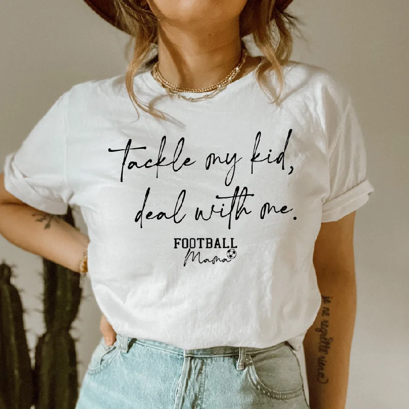 Tackle My Kid Football Mama T-Shirt Casual Men's Japanese 