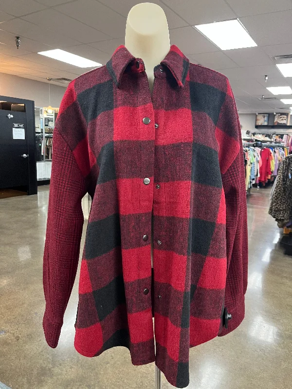 Jacket Shirt By Steve Madden In Black & Red, Size:S Traditional Men's Country