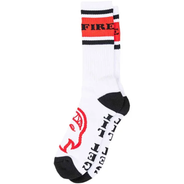 Spitfire Classic 87 Bighead Crew Socks - White / Black / Red Traditional Men's Wool