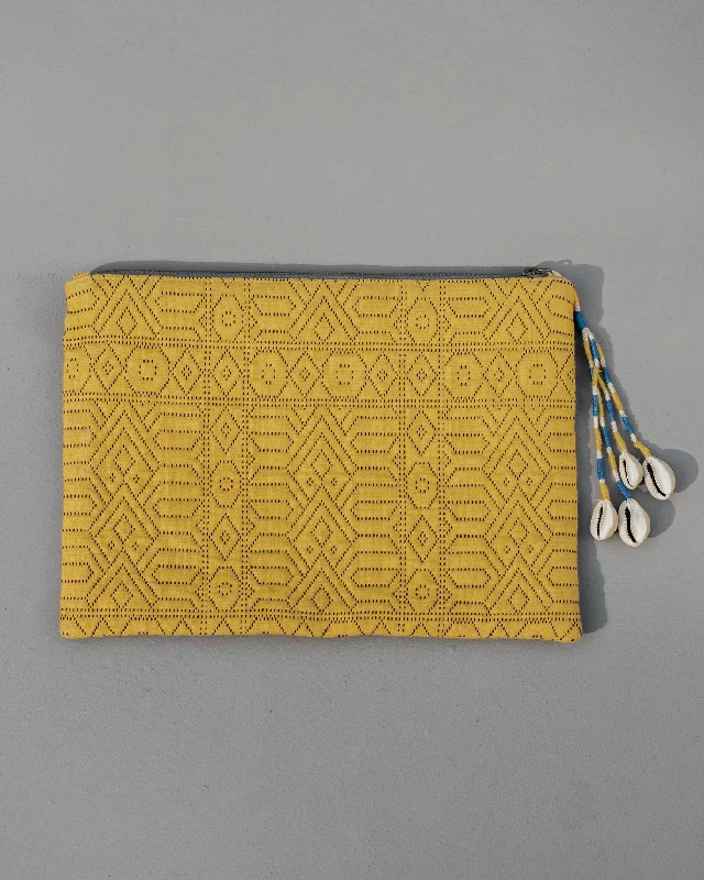 Jumbo Jacquard Pouch - Yellow Practical Men's Quick