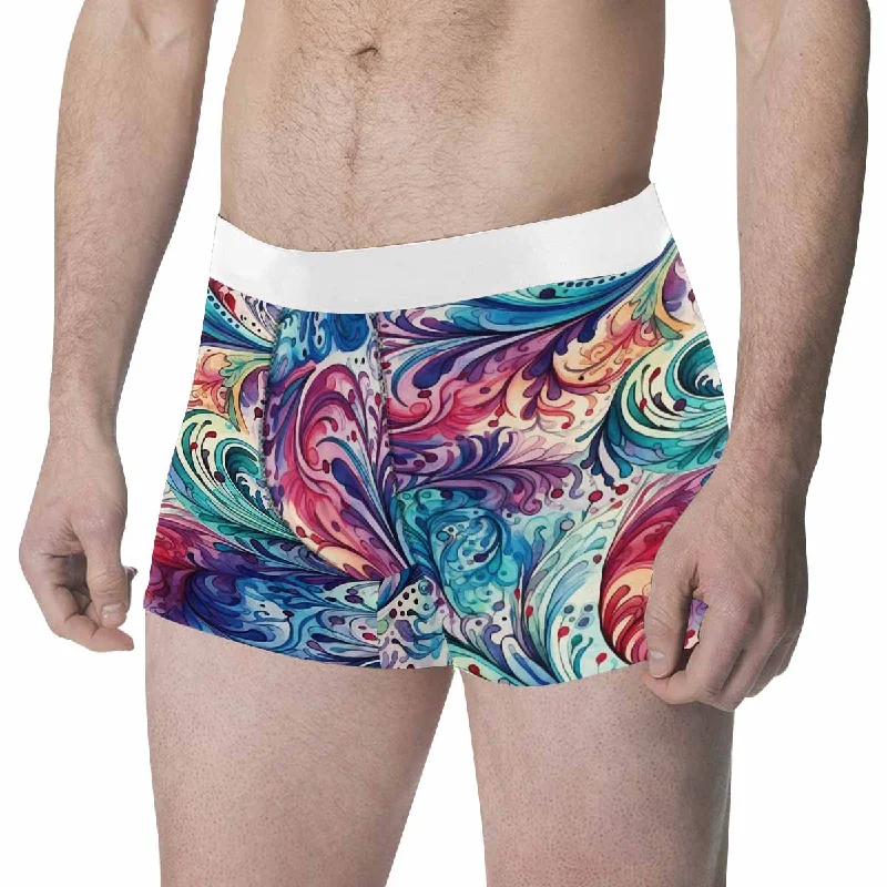 Rainbow Paisley  Men's All Over Print Boxer Briefs (Made In AUS) Artistic Men's Avant