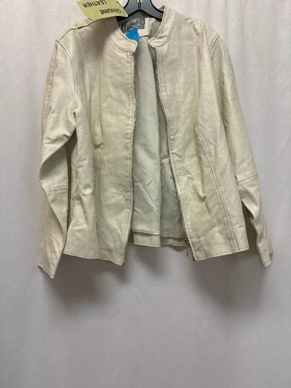 Jacket Leather By Jessica London In Cream, Size: 2x Confident Men's Power