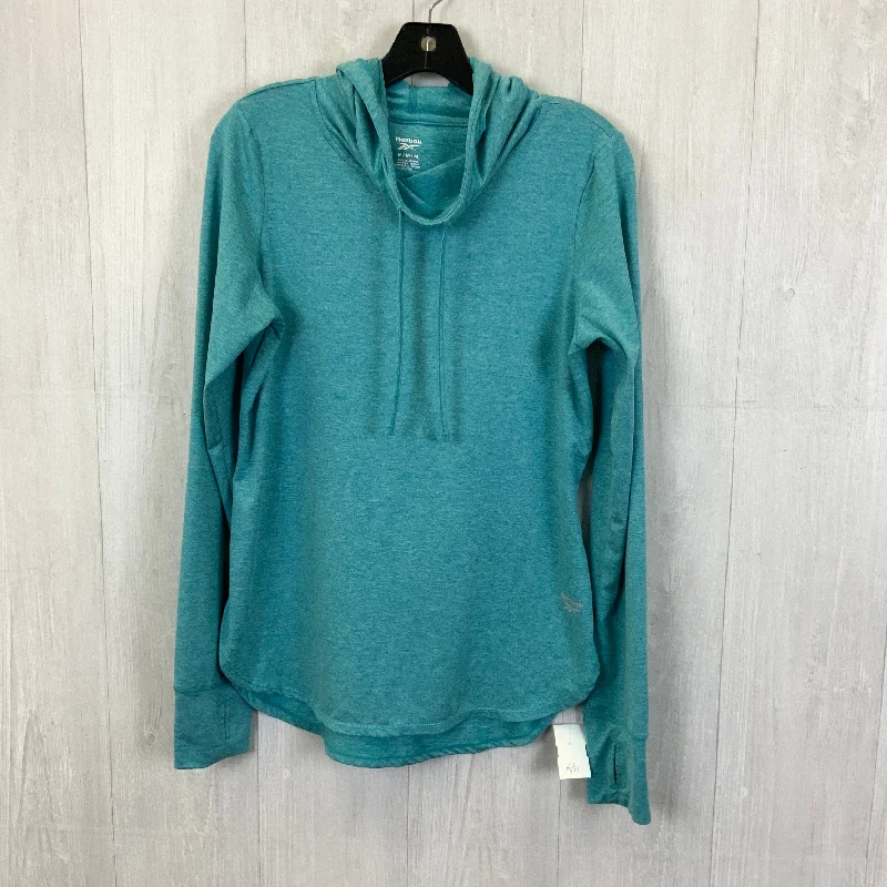 Athletic Top Long Sleeve Hoodie By Reebok In Aqua, Size: M Sporty Men's Athleisure 