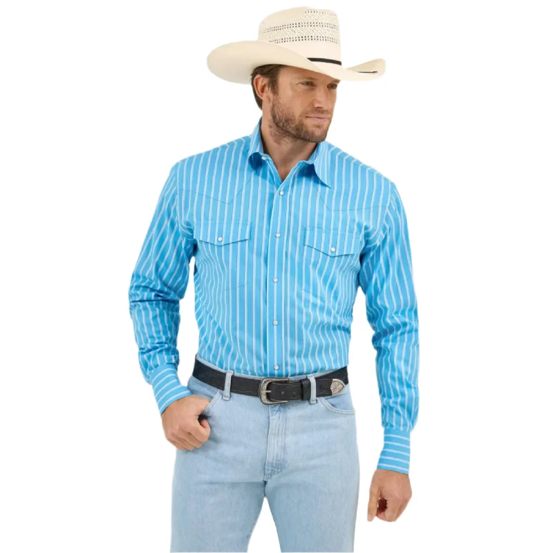 Wrangler Men's Multi Blue Stripe Shirt Practical Men's Quick