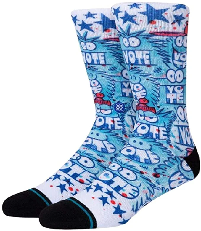 Stance Get Out N Vote Crew Socks Cool Men's Distressed