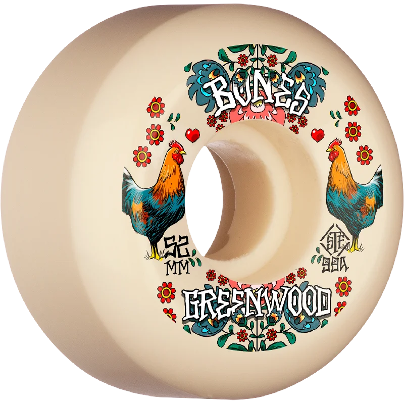 Bones 99a STF V5 Sidecut Nate Greenwood "Da Coupe" 52mm Skateboard Wheels Unique Men's Patch