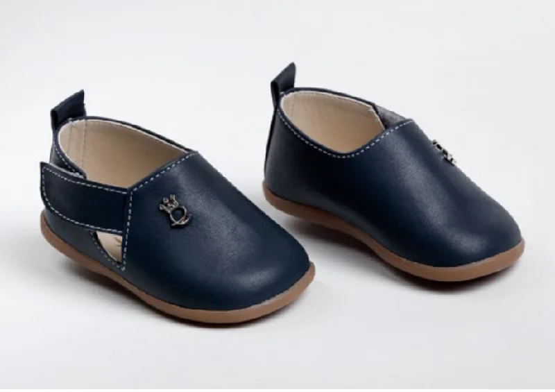 Boys Navy Leather Bootie Refined Men's Classic 