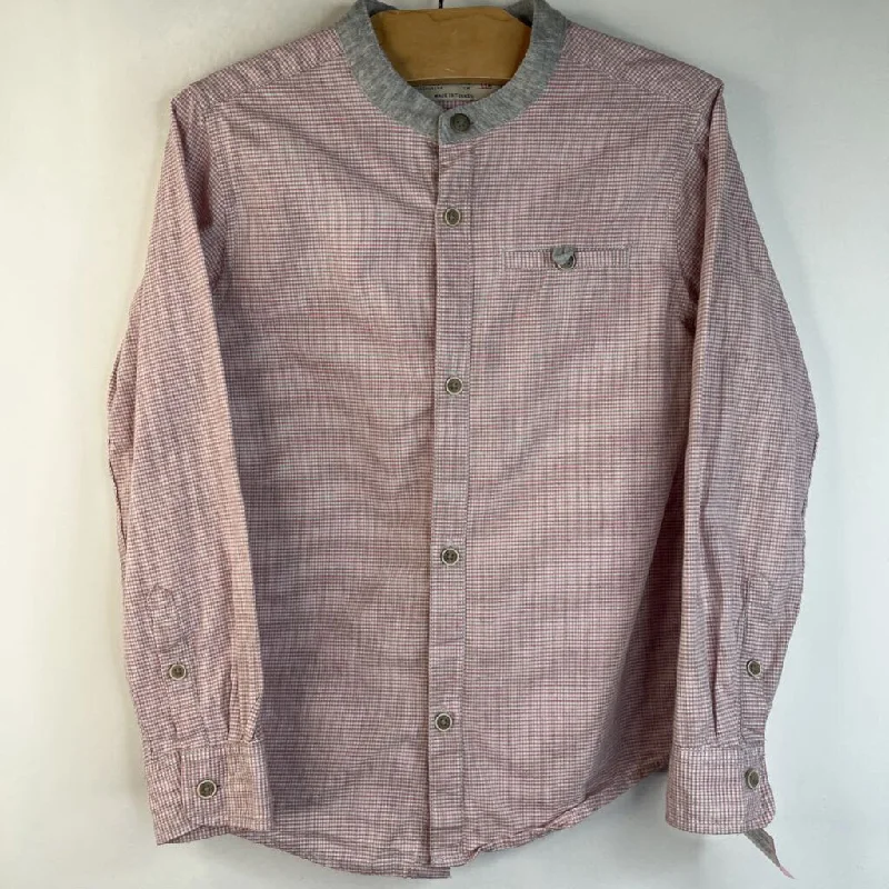 Size 5-6: Zara Pink/Grey Checkered Button-Up Collared Long Sleeve Shirt Cool Men's Skate