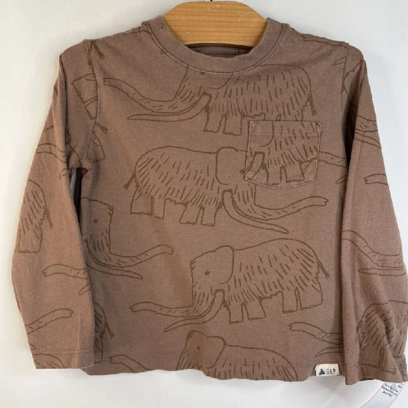 Size 4: Gap Brown Mammoth Print Long Sleeve Shirt Bold Men's Statement