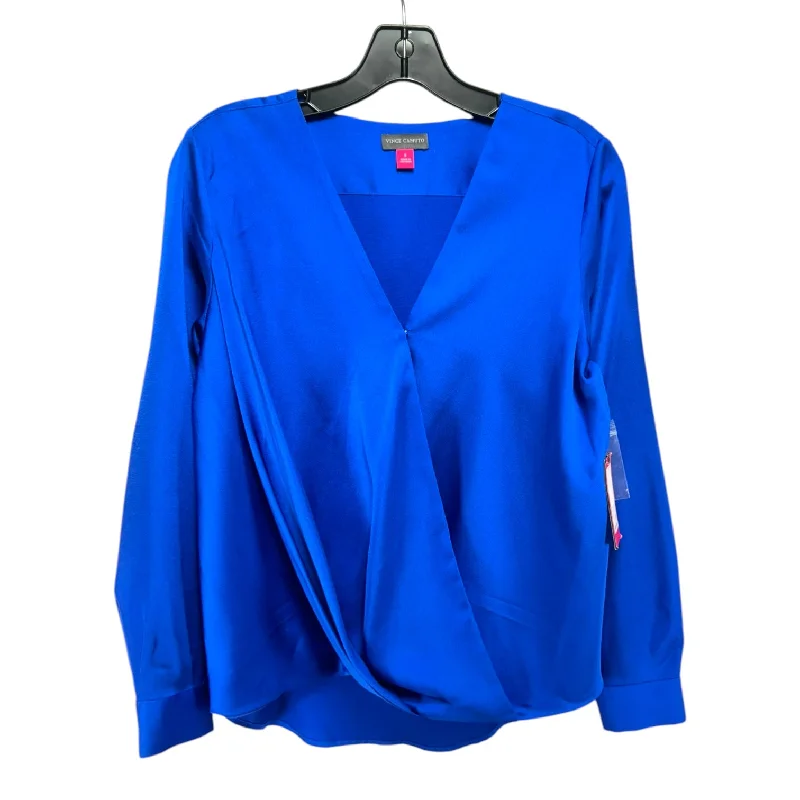 Blouse Long Sleeve By Vince Camuto In Blue, Size: S Polished Men's Silk