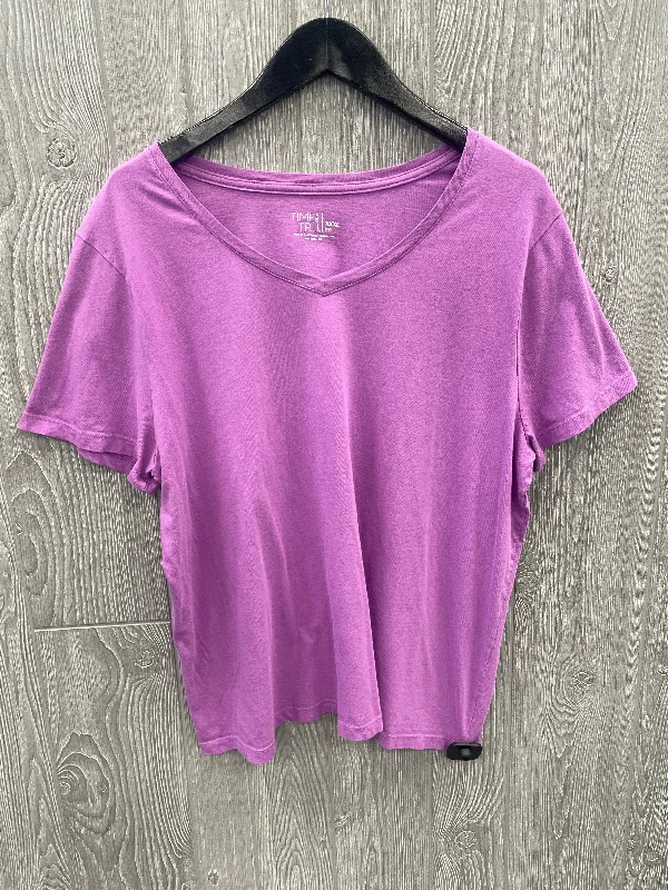 Top Short Sleeve Basic By Time And Tru In Purple, Size: 3x Laid