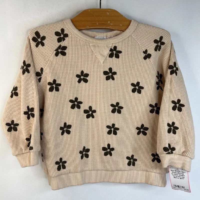 Size 18-24m: Zara Creme/Brown Flowers Waffle Textured Long Sleeve Shirt Traditional Men's Country