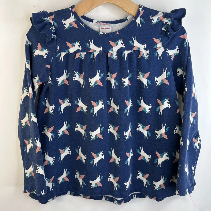 Size 12 (150): Hanna Andersson Blue White Unicorns Long Sleeve Shirt Confident Men's Power