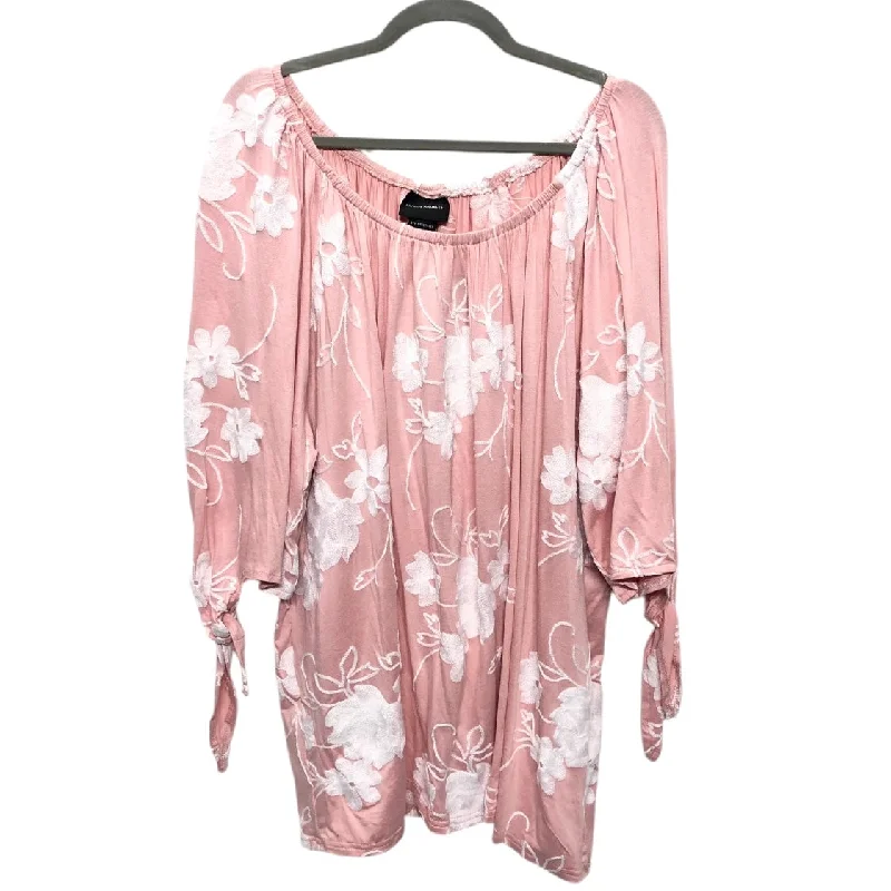 Top 3/4 Sleeve By Clothes Mentor In Pink, Size:3X Tailored