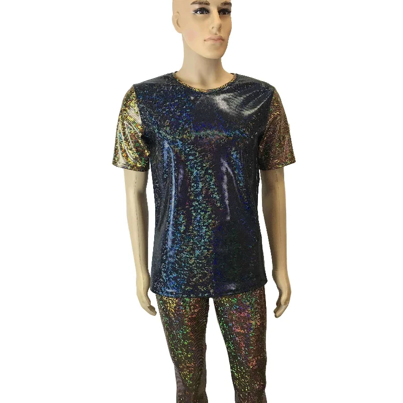 Men's Holographic Shattered Glass 2-Tone Tee or T-shirt Sophisticated Men's 