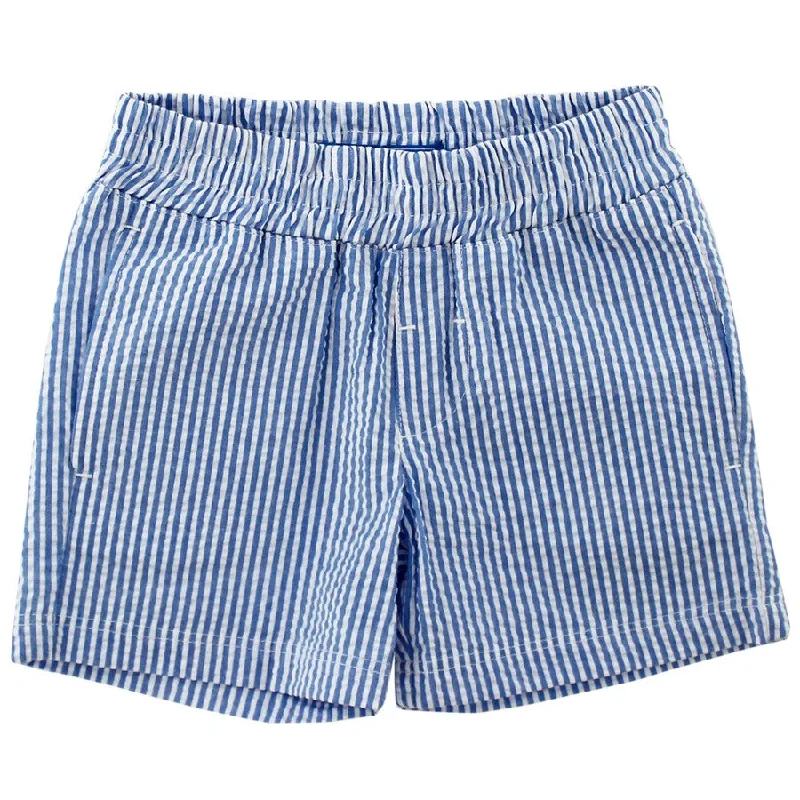 Seaside Pull On Short- Sailor Blue Seersucker Modern Men's Tech