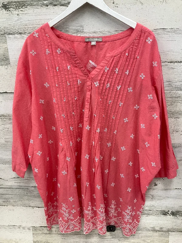 Top Short Sleeve By Woman Within In Pink, Size: 3x Casual Men's Short