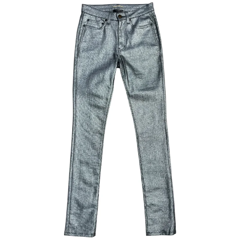 SAINT LAURENT/Skinny Pants/25/Denim/SLV/SKIY SILVER Luxurious Men's High