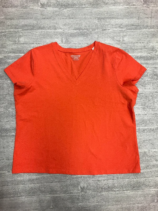 Top Short Sleeve Basic By Chicos In Orange, Size: Xxl Casual Men's Loose