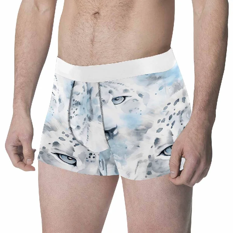 White Leopard Men's All Over Print Boxer Briefs(Made In AUS) Youthful Men's Anime