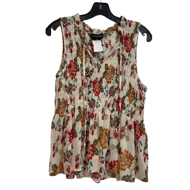 Top Sleeveless By Cynthia Rowley In Flowered, Size: M Earthy Men's Hemp