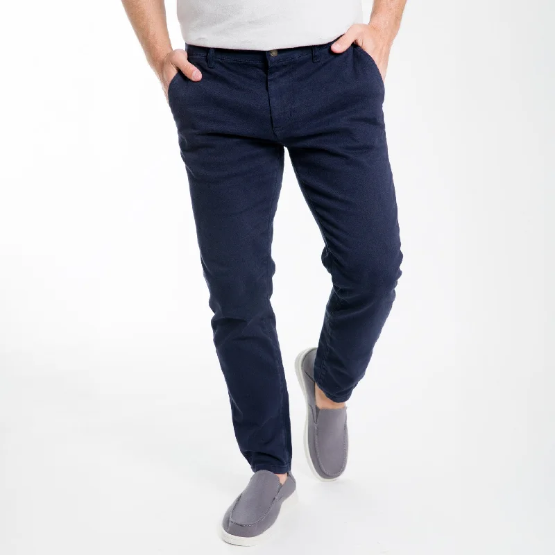 Navy Washed Stretch Chino Refined Men's Hand